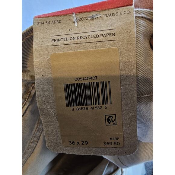 Levi's 514 Straight Fit Beige Khaki Twill 5-Pocket Pants‎ Sz 36 x 29 - Picture 11 of 13